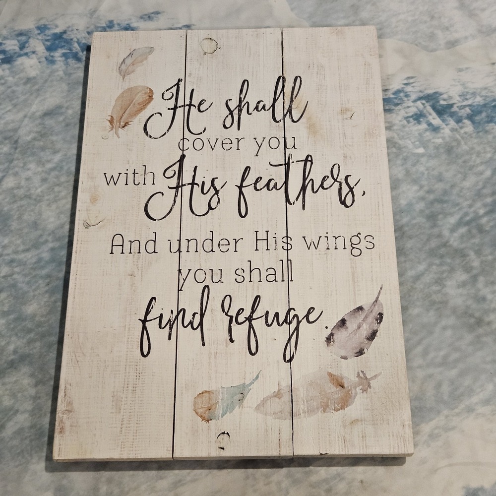 Under His Wings Christian Wall Decor Psalm 91 Farmhouse Wood Sign